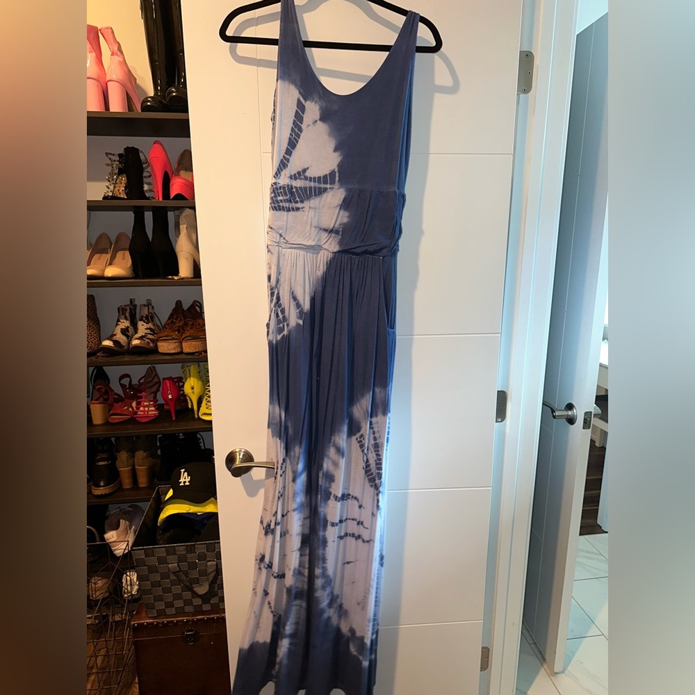Blue Tie-Dye Maxi Dress
